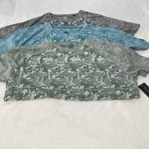 TEK GEAR , 3 MENS SIZE XL Green and Gray Short Sleeve Tee with Modern Camouflage